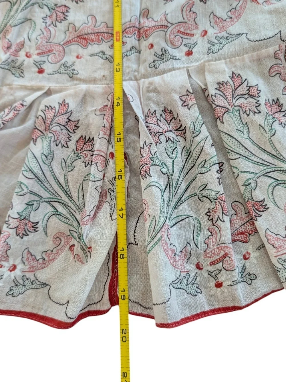 Floral Half Apron with Pink Trim